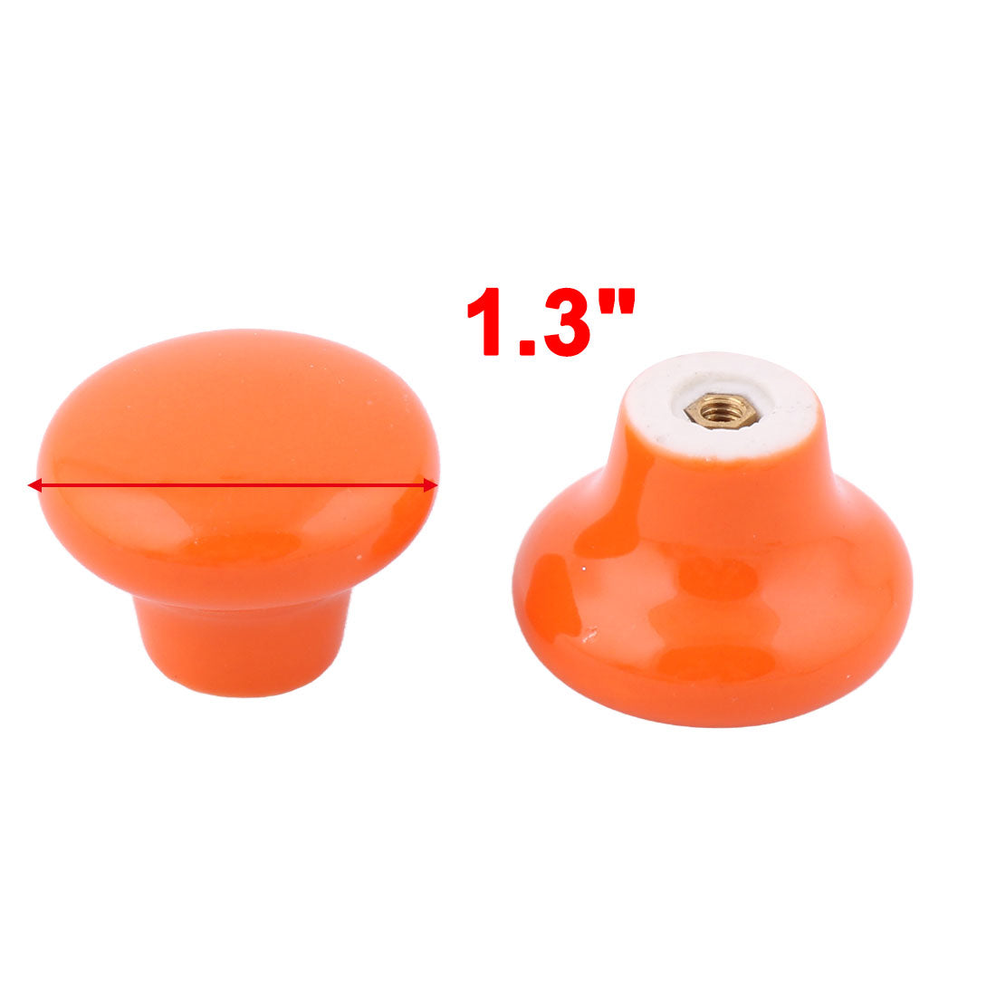 uxcell Uxcell Home Hotel Ceramic Round Furniture Cupboard Wardrobe Drawer Pull Knobs Orange 6 Pcs