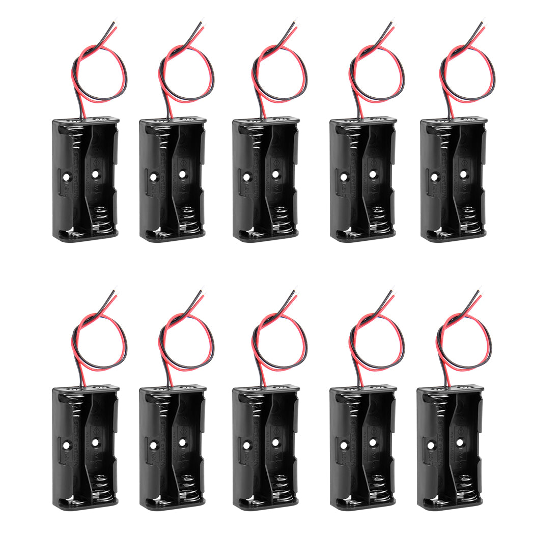 uxcell Uxcell 10 Pcs 3V Battery Holder Case Storage Box 2 x 1.5V AA Battery Wire Leads