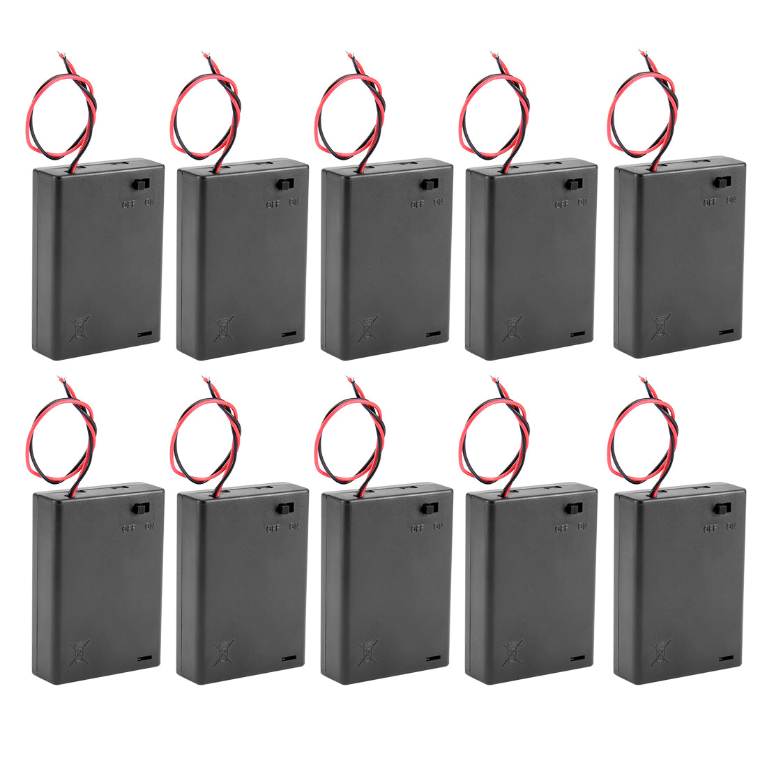 uxcell Uxcell 10 Pcs 4.5V Battery Case Storage Box 3 x 1.5V AA Batteries Wired ON/OFF Switch w Cover