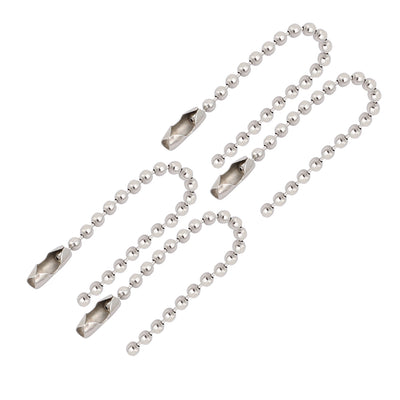 Harfington Uxcell Stainless Steel Bead Ball Chain Keychain 2.4mm by 3 Inches 4pcs