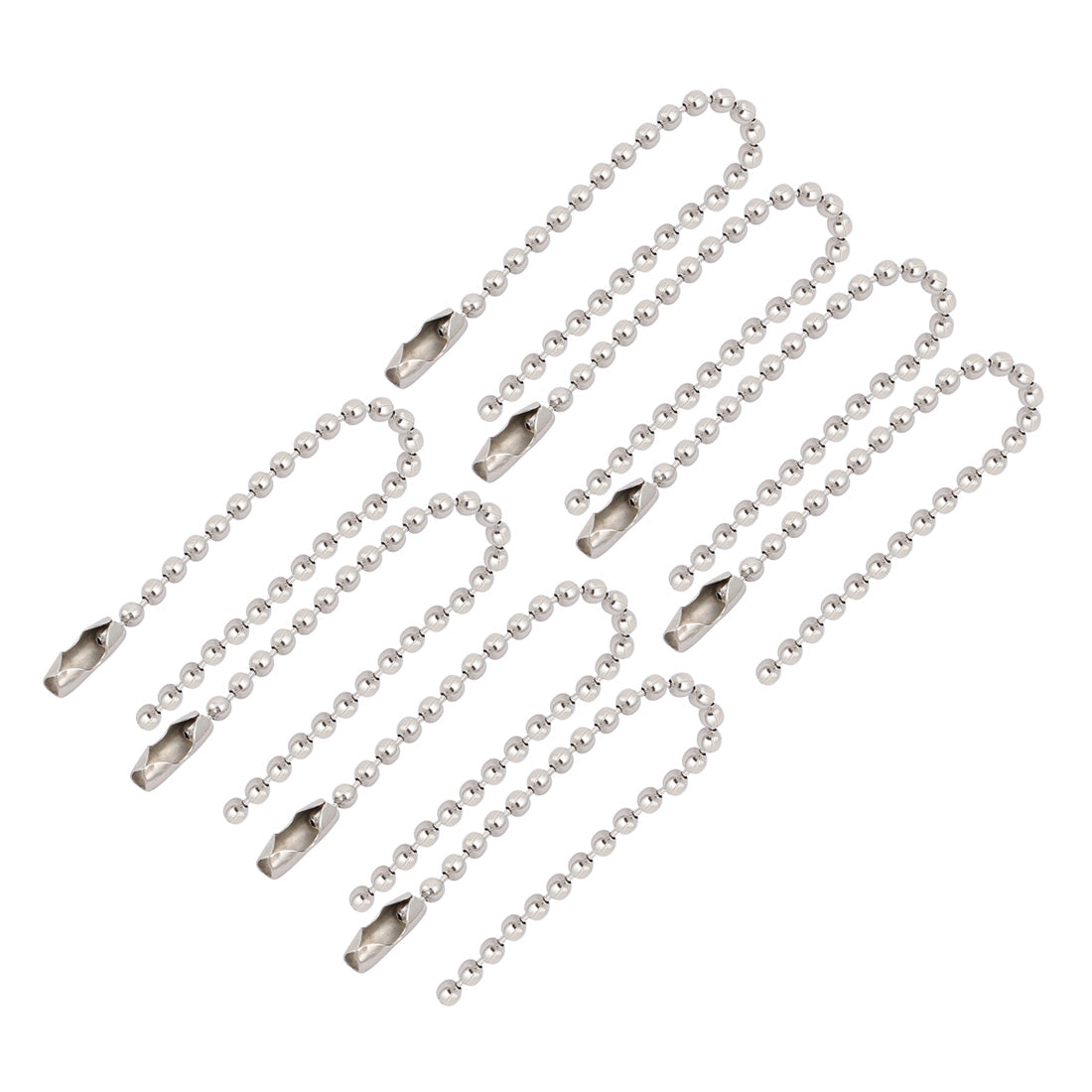 uxcell Uxcell 8pcs Metal Clasp Ball Chain Keychain Silver Tone 2.4mm Dia 10cm Length
