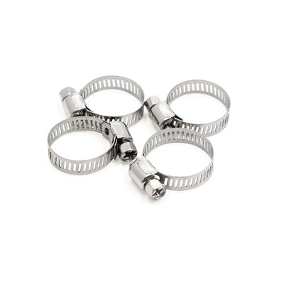 Harfington Uxcell 4pcs Silver Tone Stainless Steel Adjustable  Gear Hose Clamp 16-25mm for Car