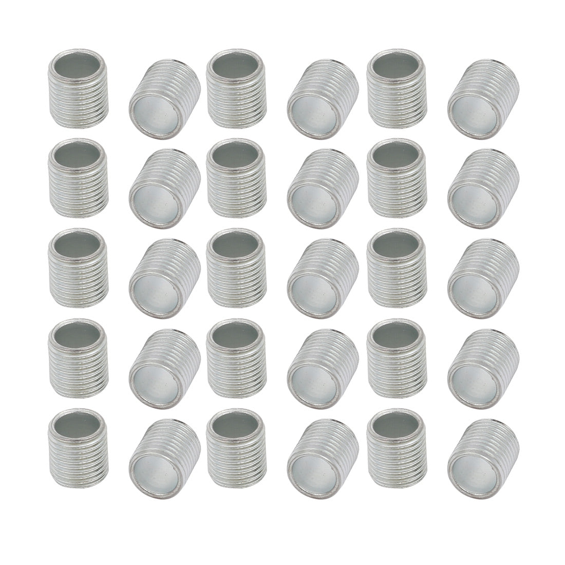 uxcell Uxcell 30Pcs M10 Full Threaded Lamp Nipple Straight Pass-Through Pipe Connector 10mm Length