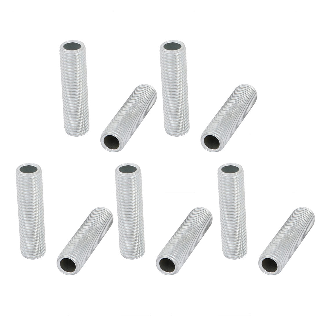 uxcell Uxcell 10Pcs M8 Full Threaded Lamp Nipple Straight Pass-Through Pipe Connector 30mm Length