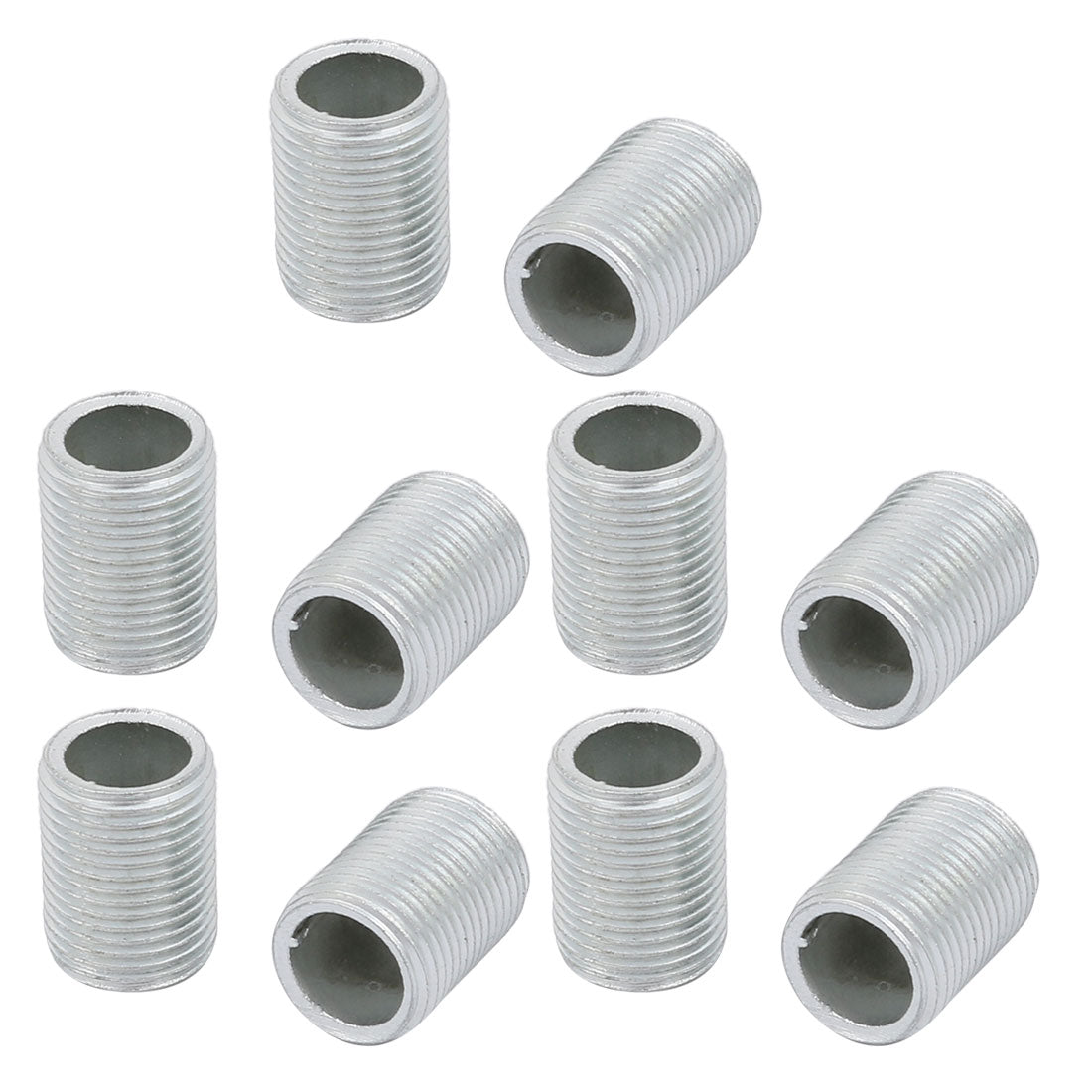 uxcell Uxcell 10 Pcs Metric M12 1mm Pitch Thread Zinc Plated Pipe Nipple Lamp Parts 15mm Long