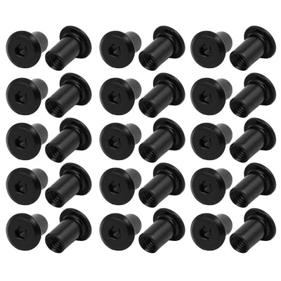 Harfington Uxcell M6x12mm Carbon Steel Round Base Hex Drive Insert Tee Nut 30pcs