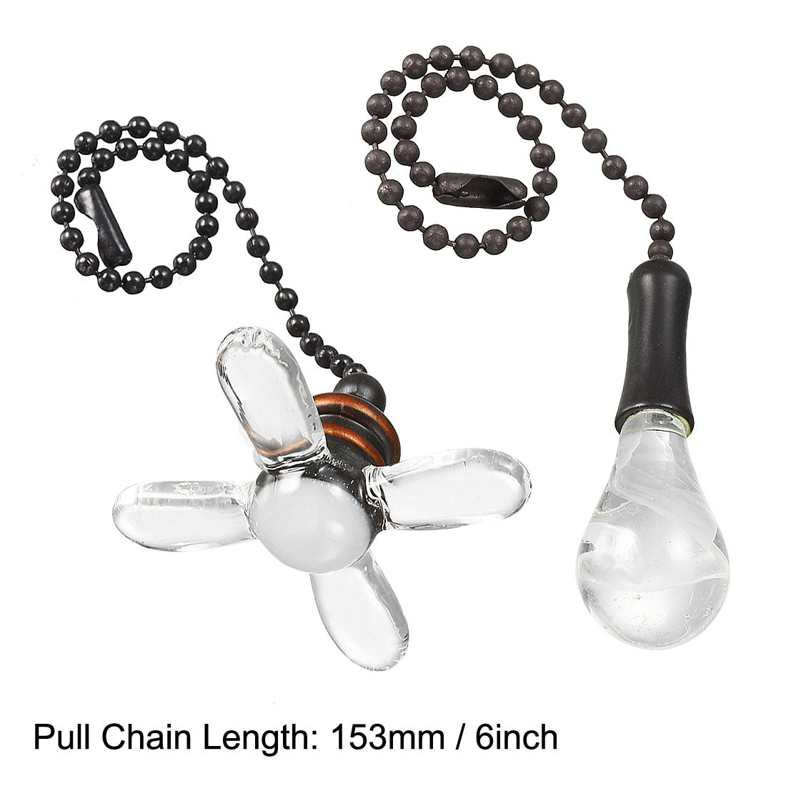 uxcell Uxcell 1Set Glass Clear Fan Bulb Pendant with 6 inch Black Pull Chain for Table Lamp