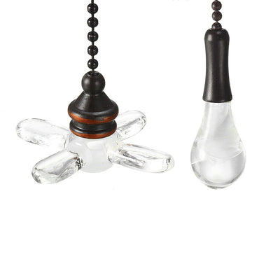 Harfington Uxcell 1Set Glass Clear Fan Bulb Pendant with 6 inch Black Pull Chain for Table Lamp