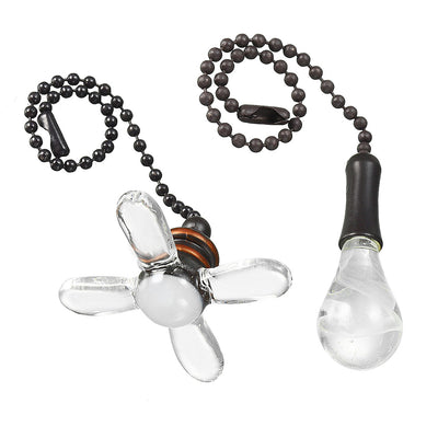 Harfington Uxcell 1Set Glass Clear Fan Bulb Pendant with 6 inch Black Pull Chain for Table Lamp
