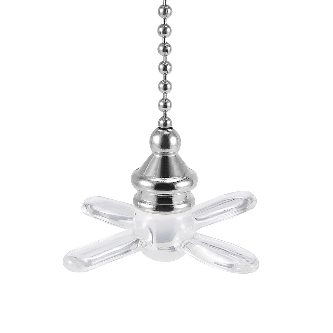 uxcell Uxcell 1Set Glass Clear Fan Bulb Pendant with 6 inch argenté Tone Pull Chain