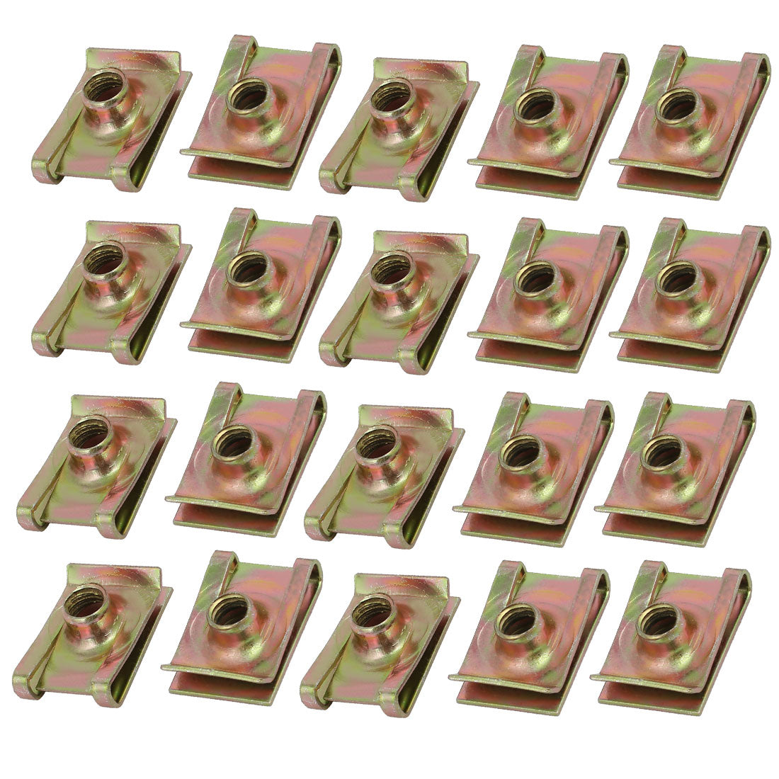 uxcell Uxcell 20pcs Iron Speed Fastener U Nut Clip Brass Tone for M6 Screw Bolt