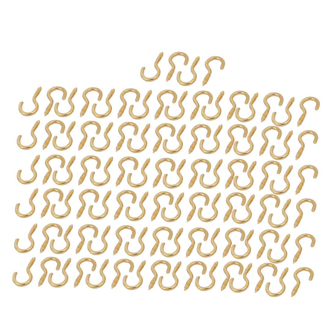 uxcell Uxcell 2.2mm Dia Thread 20mm Length Iron Brass Plated Self-Tapping Screw Hook 100pcs