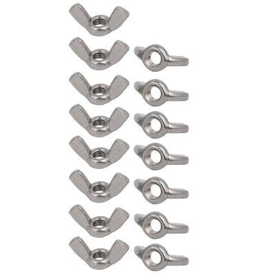 Harfington Uxcell M5 Thread 0.8mm Pitch 304 Stainless Steel Wingnut Butterfly Nut 15pcs