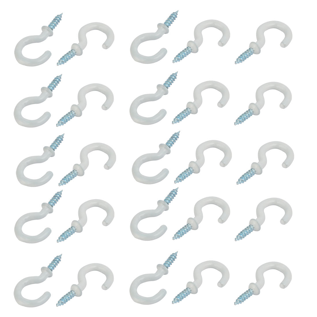 uxcell Uxcell 3/4 Inch Plastic Coated Screw-in Open Cup Ceiling Hooks Hangers White 25pcs