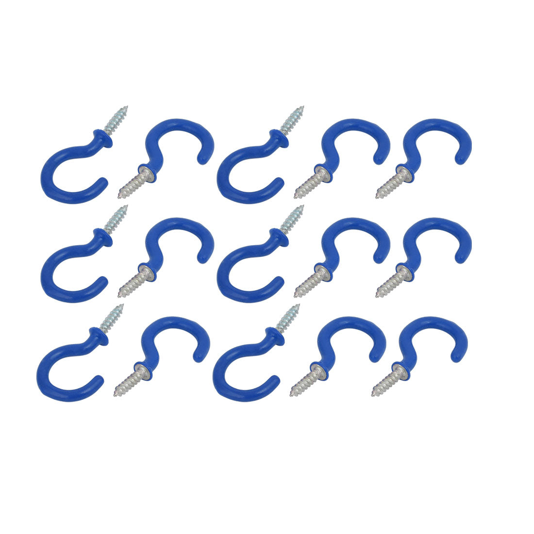 uxcell Uxcell 1 Inch Plastic Coated Screw-in Open Cup Ceiling Hooks Hangers Blue 15pcs