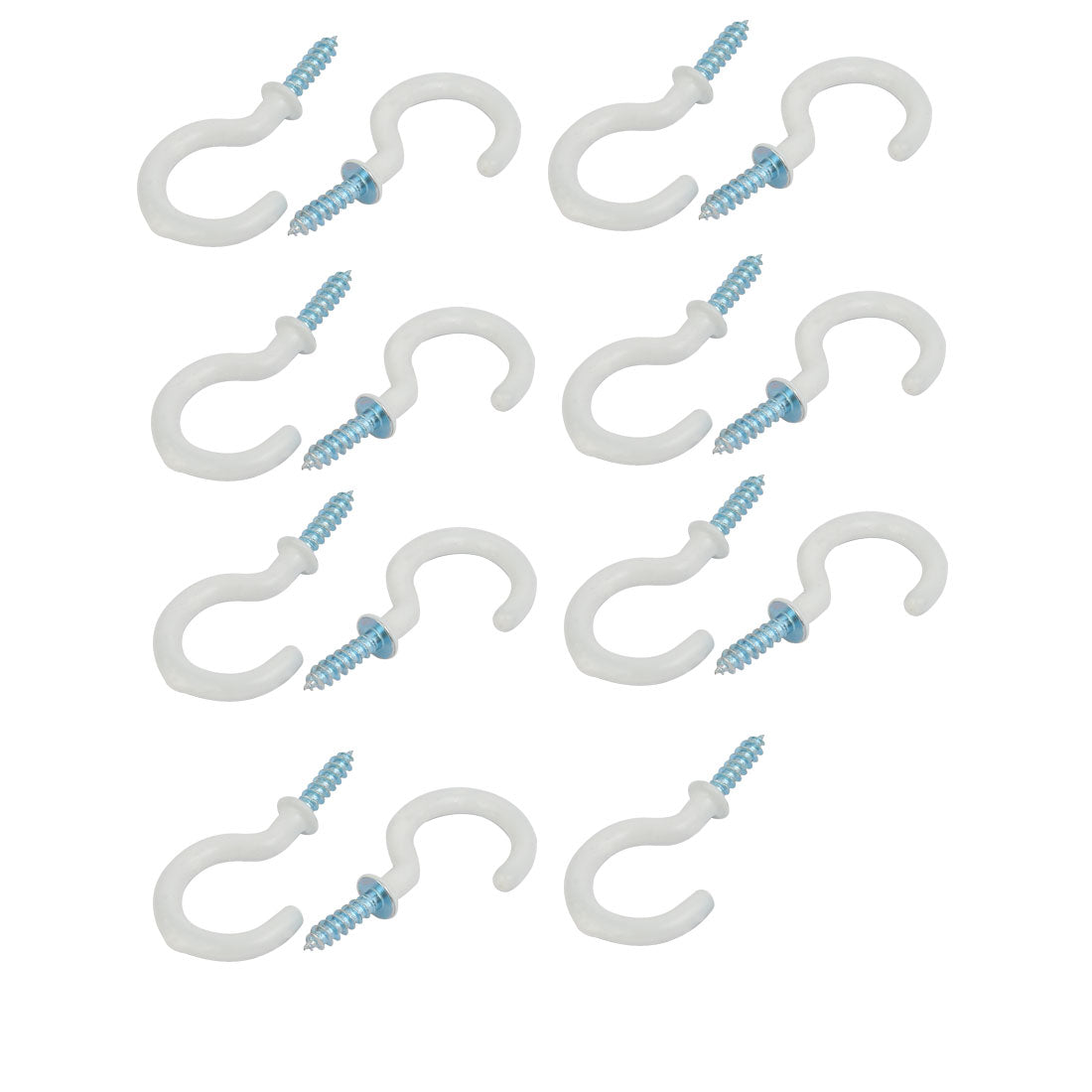 uxcell Uxcell 1 Inch Plastic Coated Screw-in Open Cup Ceiling Hooks Hangers White 15pcs