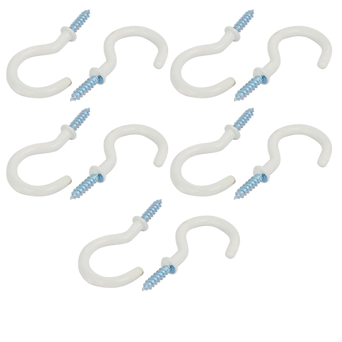 uxcell Uxcell 1-1/2 Inch Plastic Coated Screw-in Open Cup Ceiling Hooks Hangers White 10pcs