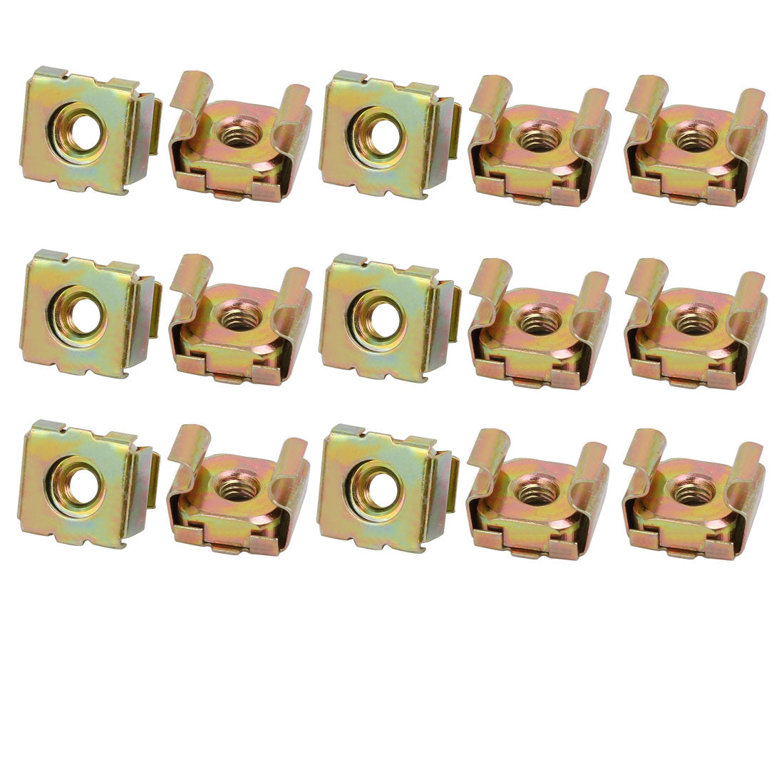 uxcell Uxcell 15pcs M4 Carbon Steel Captive Cage Nut Brass Tone for Server Shelf Cabinet