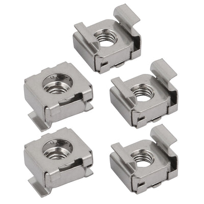 Harfington Uxcell 5pcs M5 304 Stainless Steel Cage Nut Silver Tone for Server Shelf Cabinet
