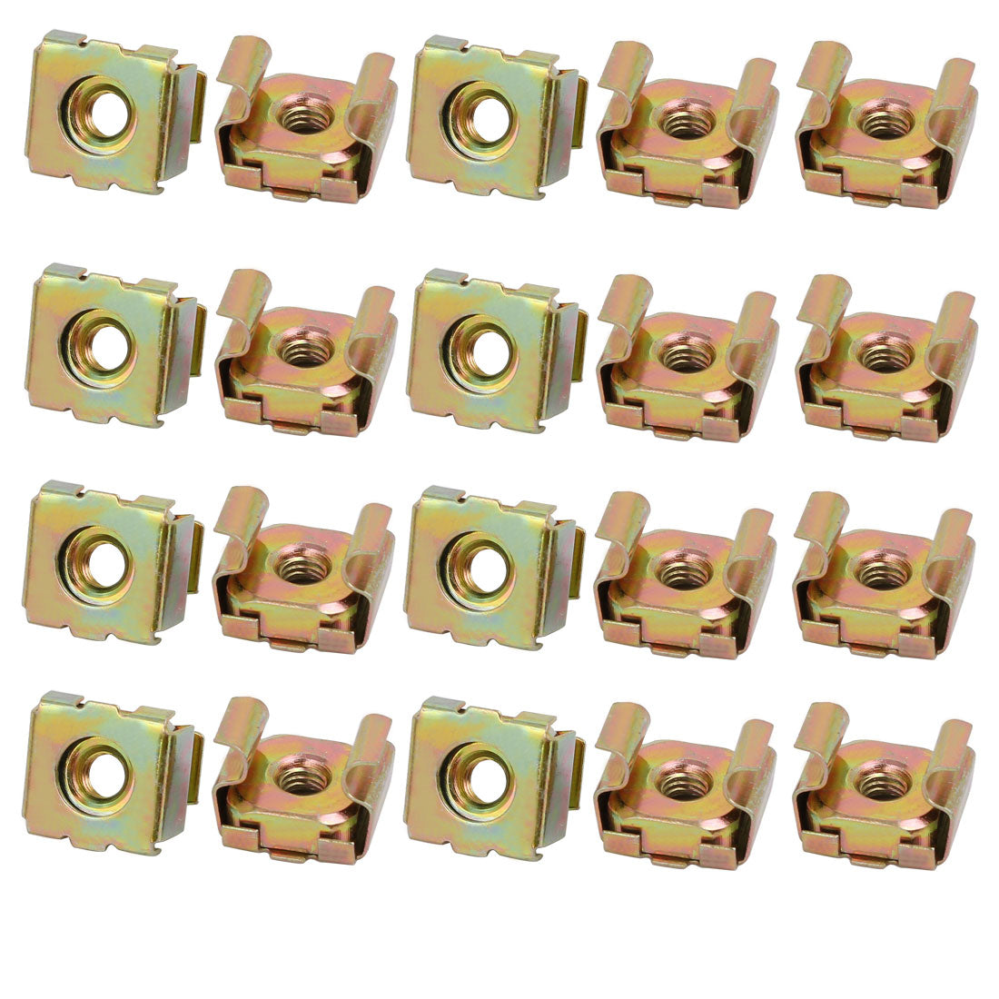 uxcell Uxcell 20pcs M4 Carbon Steel Captive Cage Nut Brass Tone for Server Shelf Cabinet