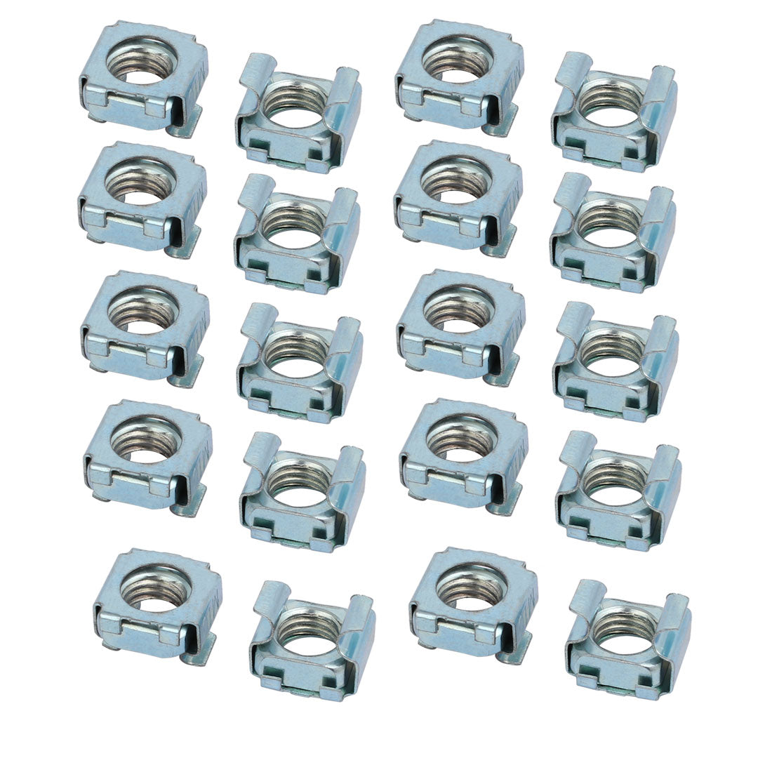uxcell Uxcell 20pcs M10 Carbon Steel Captive Cage Nut Silver Blue for Server Shelf Cabinet