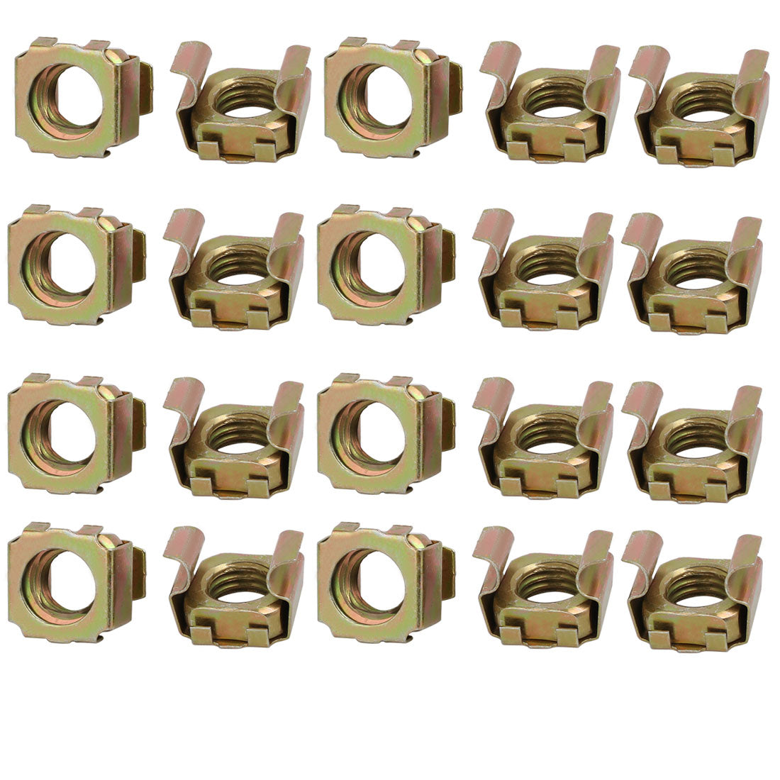uxcell Uxcell 20pcs M10 Carbon Steel Captive Cage Nut Brass Tone for Server Shelf Cabinet