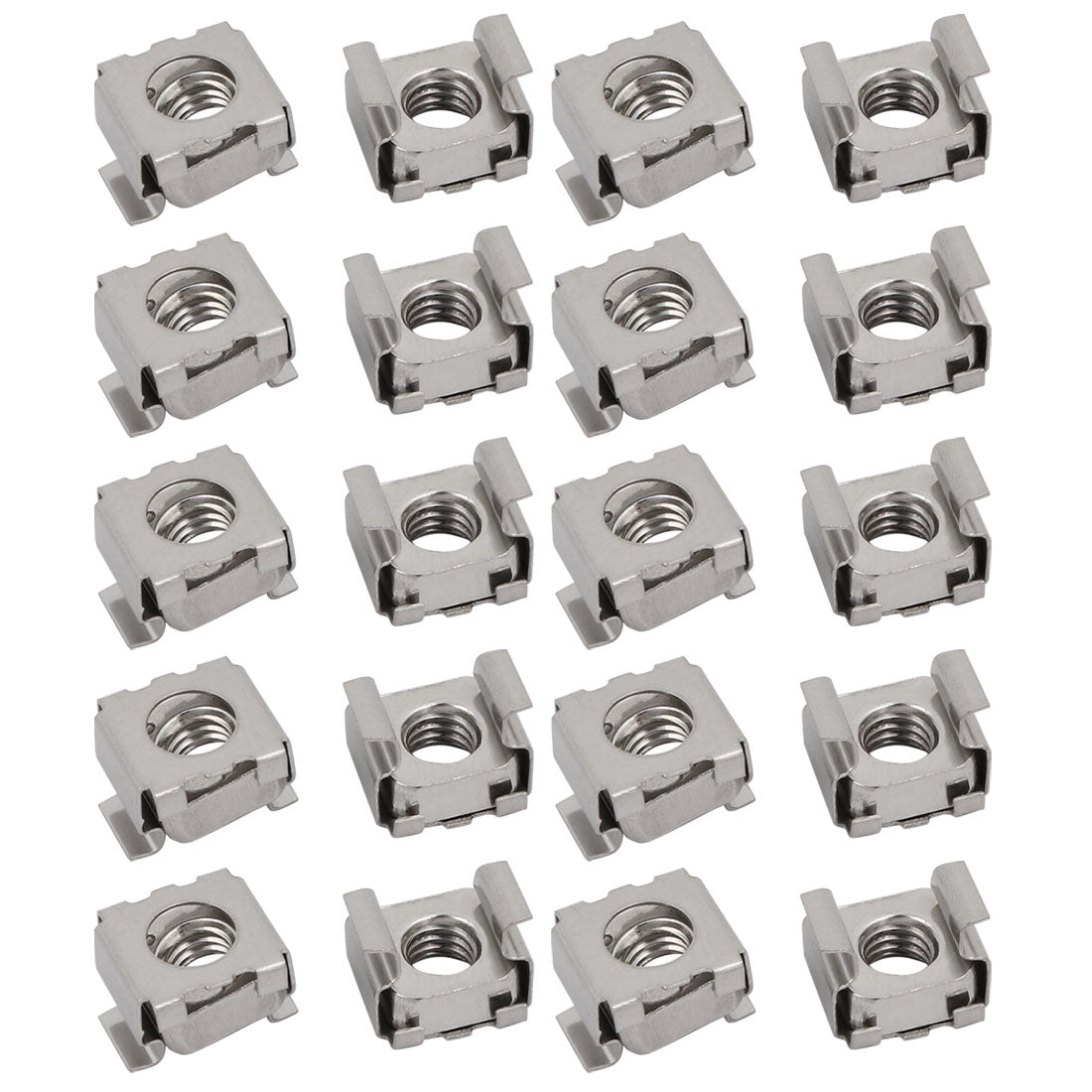 uxcell Uxcell 20pcs M6 Stainless Steel Cage Nut Silver Tone for Server Shelf Cabinet