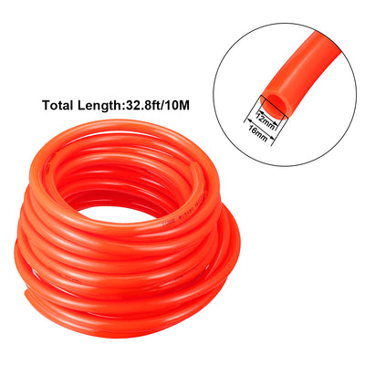 Harfington Uxcell 16mm X 12mm Pneumatic Air PU Hose Pipe Tube 10 Meter 32.8ft Orange