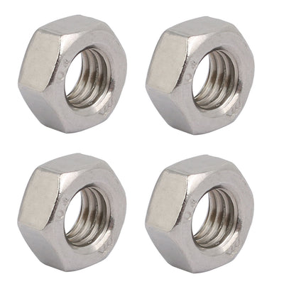 Harfington Uxcell 4pcs M8 x 1.25mm Pitch Metric Thread 201 Stainless Steel Left Hand Hex Nuts