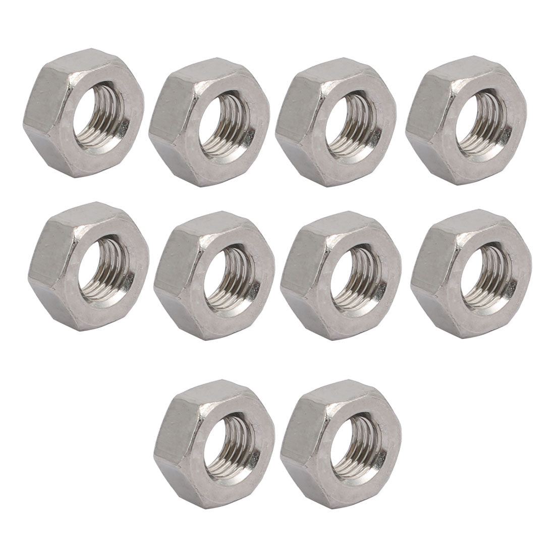 uxcell Uxcell 10pcs M6 x 0.75mm Pitch Metric Fine Thread 304 Stainless Steel Hex Nuts