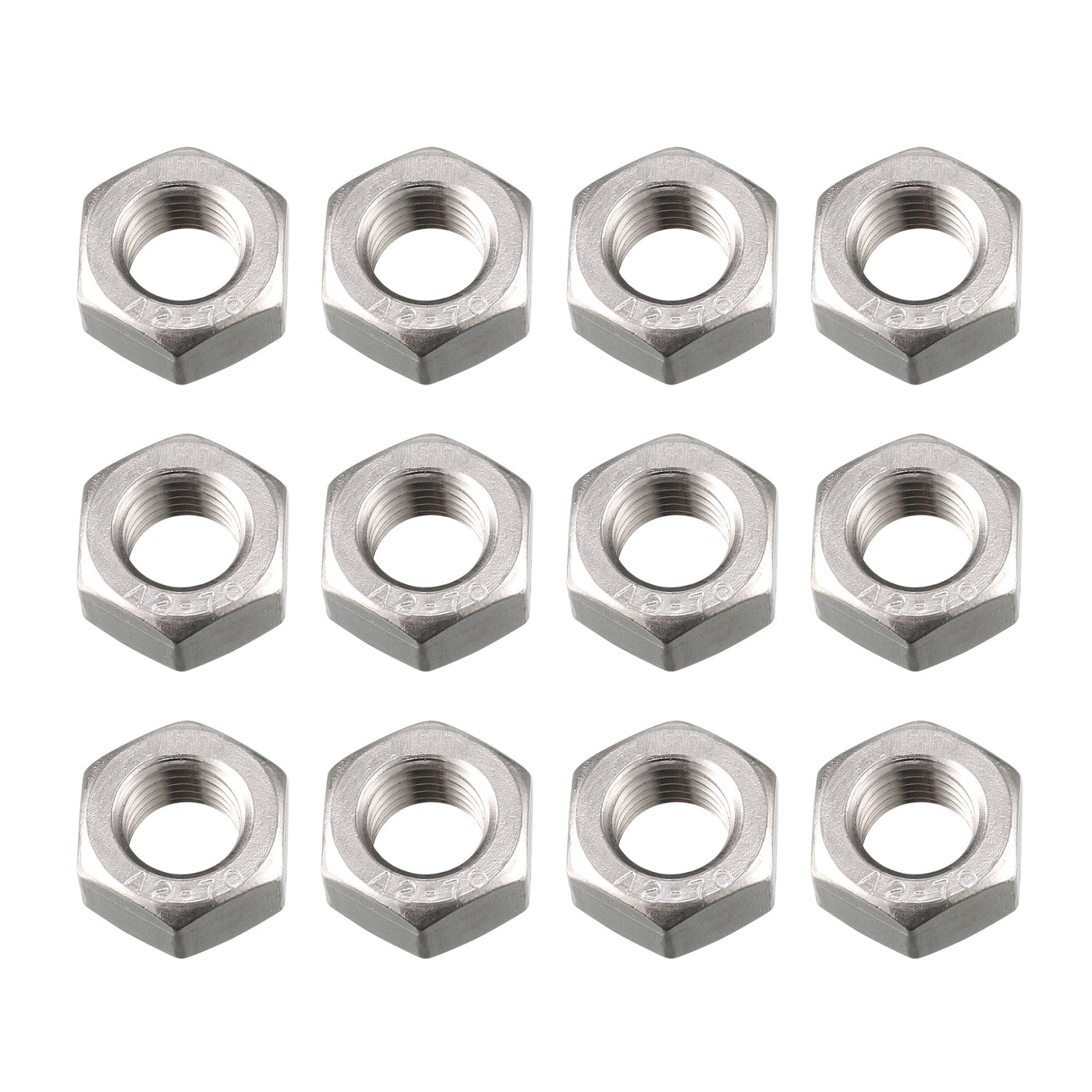 uxcell Uxcell Hex Nuts, M12x1.5 304 Stainless Steel Thread Hexagon Nut 12pcs