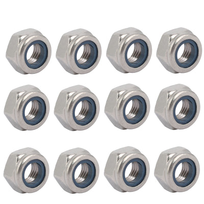 Harfington Uxcell 12pcs M10 x 1.25mm Pitch Metric Fine Thread 304 Stainless Steel Hex Lock Nuts