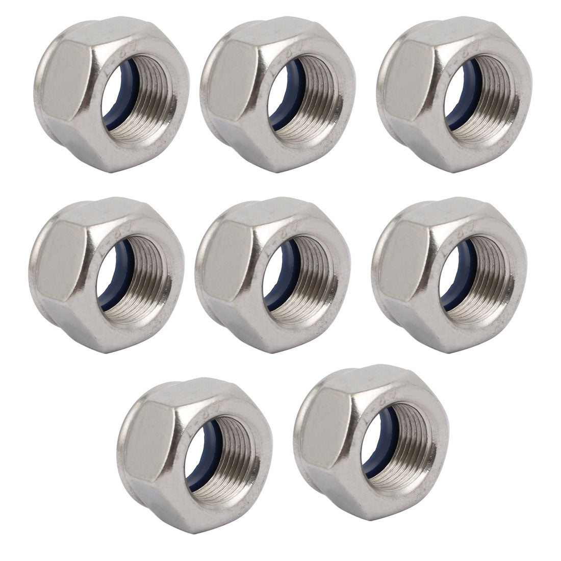 uxcell Uxcell 8pcs M18 x 1.5mm Pitch Metric Fine Thread 304 Stainless Steel Hex Lock Nuts