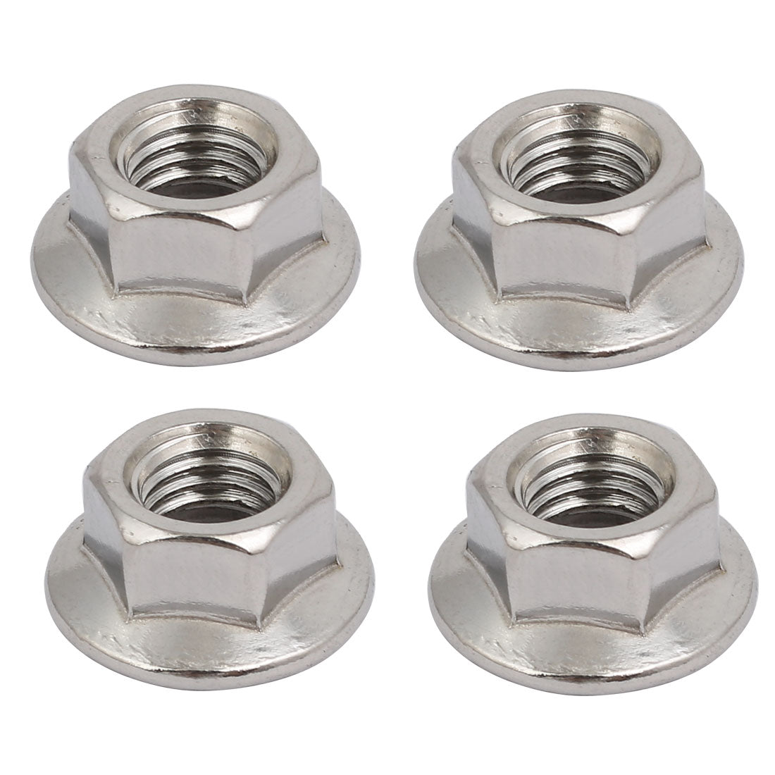 uxcell Uxcell 4pcs M10x1.5mm Pitch Metric Thread 304 Stainless Steel Left Hand Hex Flange Nut