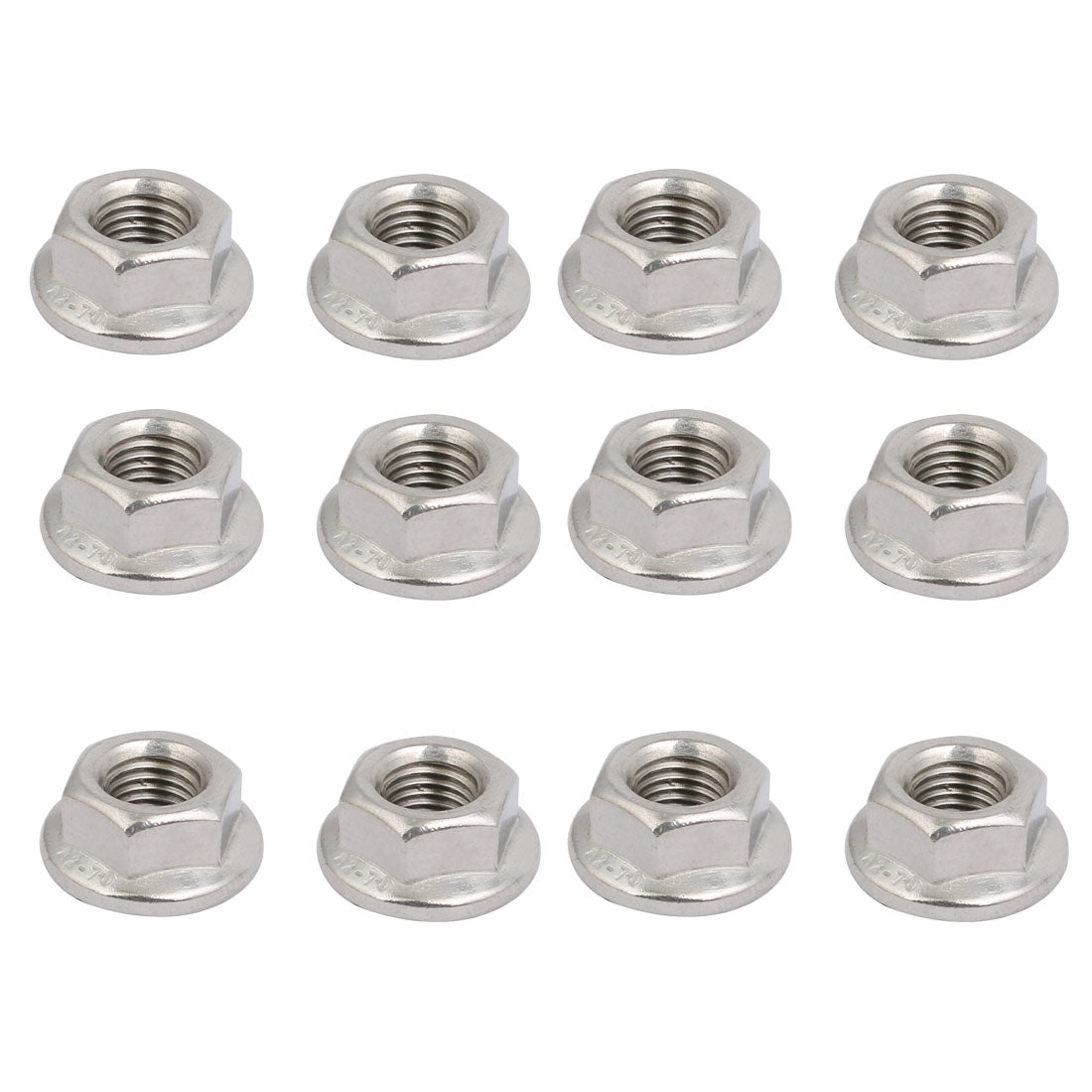 uxcell Uxcell 12pcs M8 x 1mm Pitch Metric Fine Thread 304 Stainless Steel Hex Flange Nut