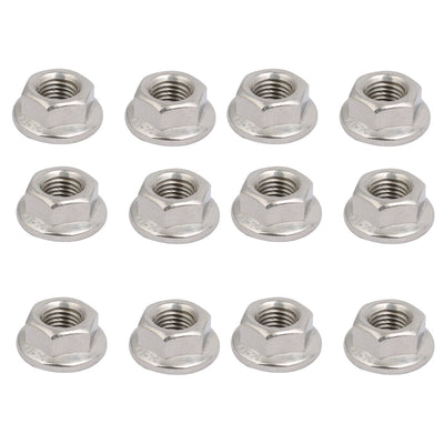 Harfington Uxcell 12pcs M8 x 1mm Pitch Metric Fine Thread 304 Stainless Steel Hex Flange Nut