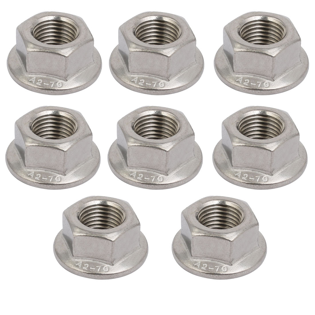 uxcell Uxcell 8pcs M12 x 1.25mm Pitch Metric Fine Thread 304 Stainless Steel Hex Flange Nut