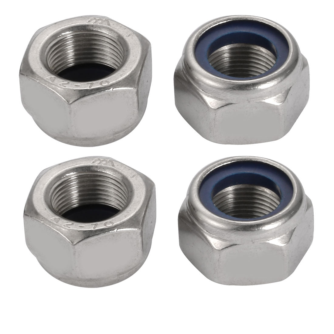 uxcell Uxcell 4pcs M20 x 1.5mm Pitch Metric Fine Thread 304 Stainless Steel Hex Lock Nuts