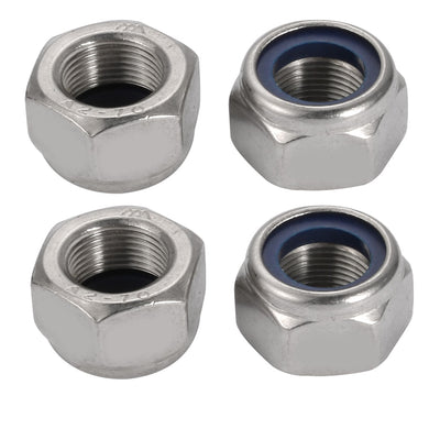 Harfington Uxcell 4pcs M20 x 1.5mm Pitch Metric Fine Thread 304 Stainless Steel Hex Lock Nuts
