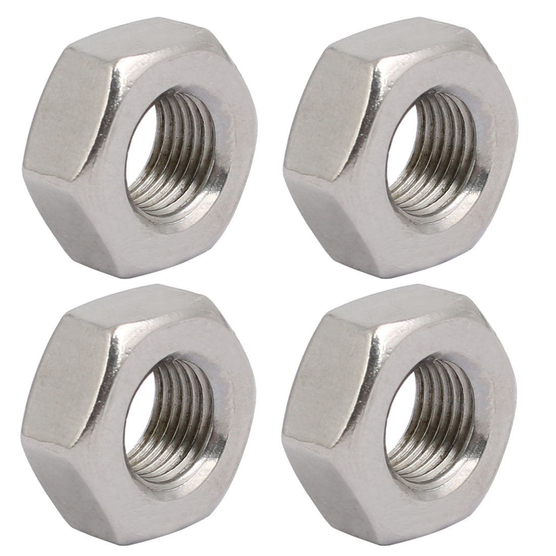 uxcell Uxcell 4pcs M10 x 1mm Pitch Metric Fine Thread 304 Stainless Steel Hex Nuts