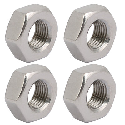 Harfington Uxcell 4pcs M10 x 1mm Pitch Metric Fine Thread 304 Stainless Steel Hex Nuts