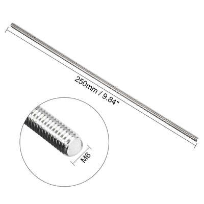 Harfington Uxcell M6 x 250mm Fully Threaded Rod 304 Stainless Steel Right Hand Threads