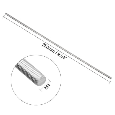 Harfington Uxcell M4 x 250mm Fully Threaded Rod 304 Stainless Steel Right Hand Threads