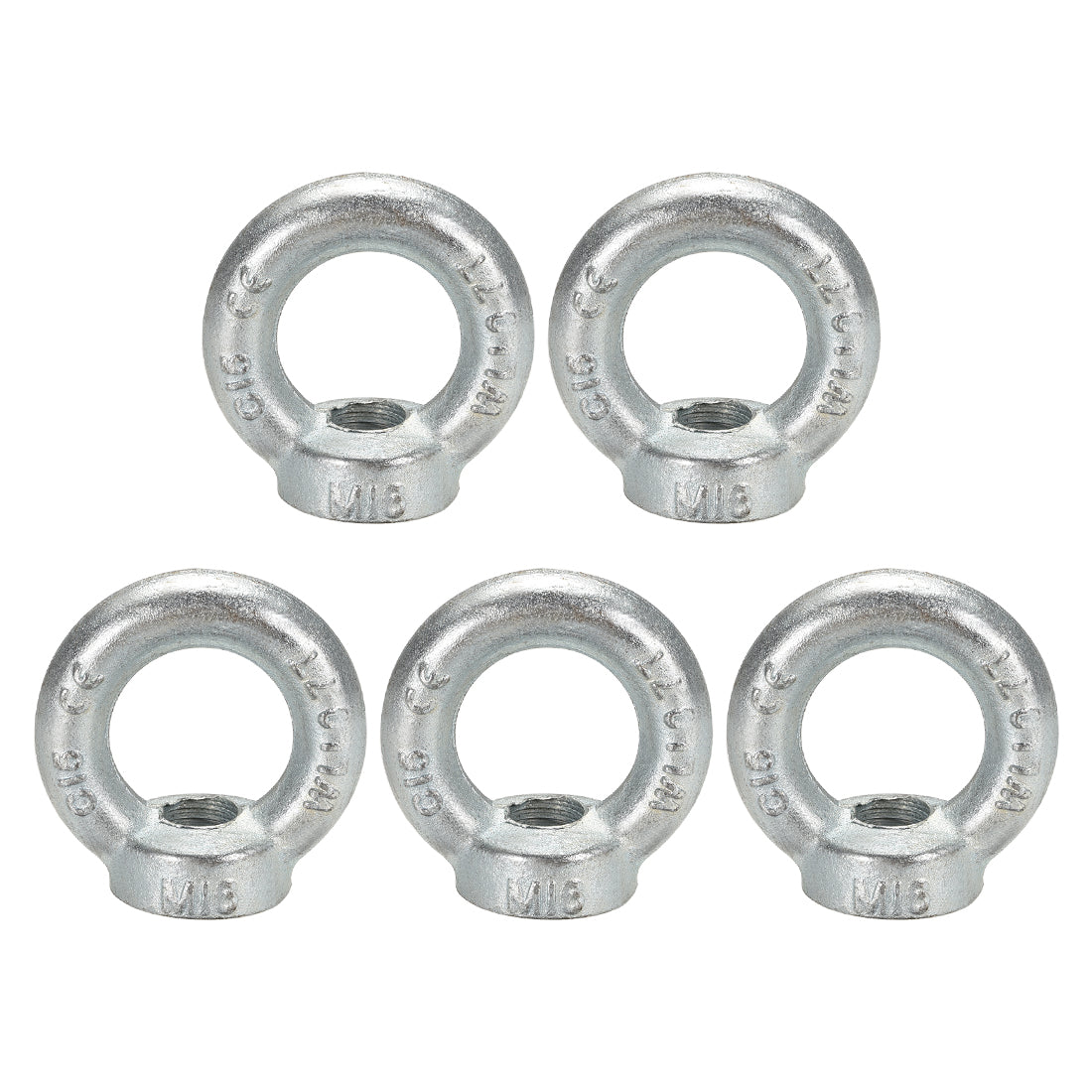 uxcell Uxcell M16 Thread C15 Carbon Steel Zinc Plated DIN582 Lifting Ring Eye Nut 5pcs