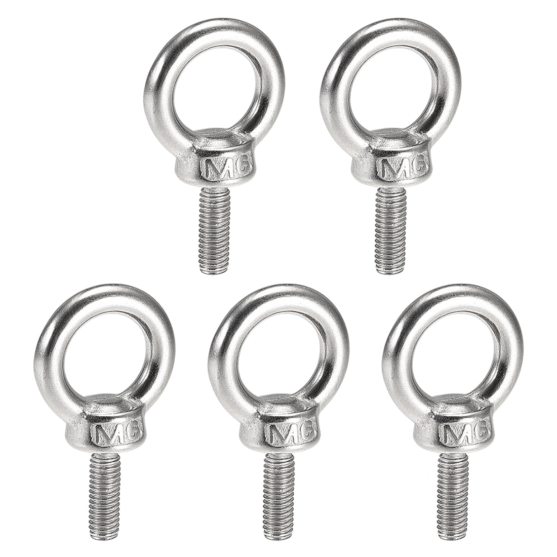 uxcell Uxcell 5 Pcs M6x16mm Thread 16mm Inside Dia 27mm Outside Dia 304 Stainless Steel Lifting Eye Bolt