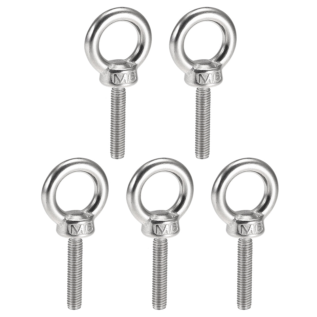 uxcell Uxcell 5 Pcs M6x30mm Thread 16mm Inside Dia 27mm Outside Dia 304 Stainless Steel Lifting Eye Bolt