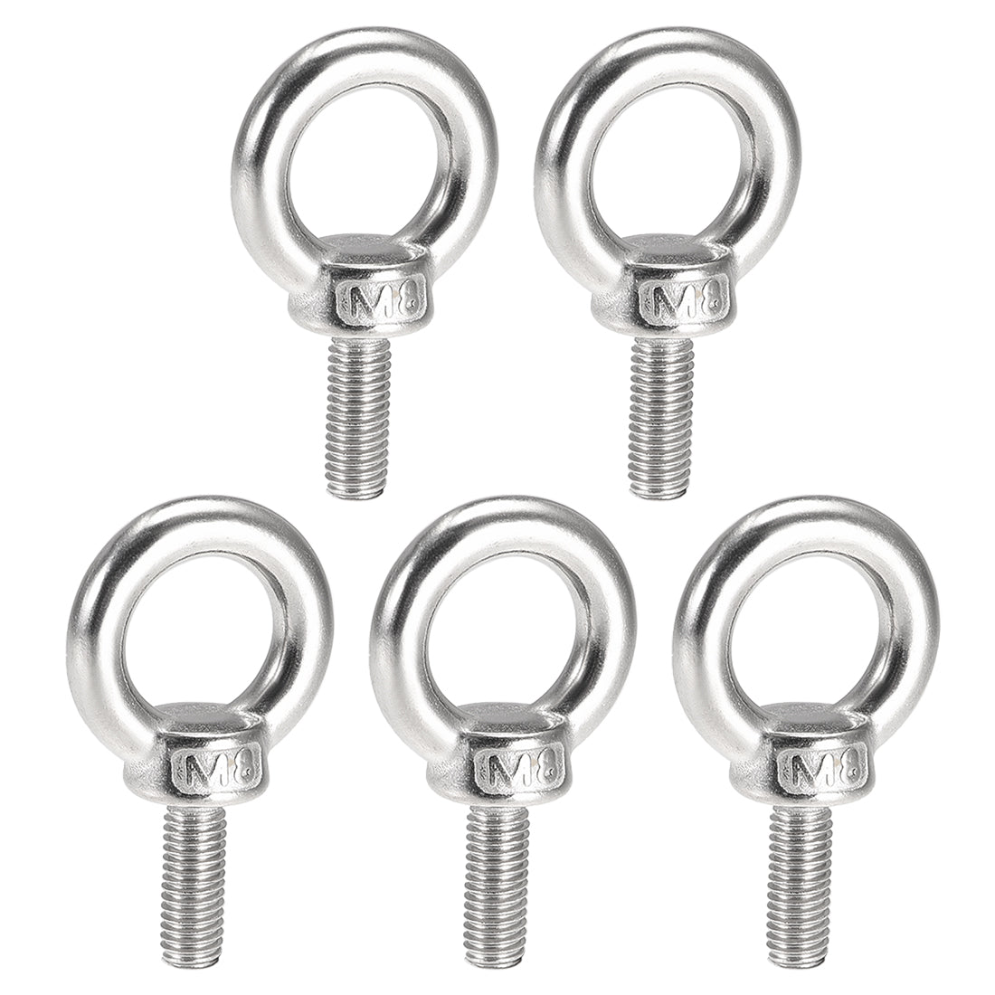 uxcell Uxcell 5 Pcs M8x20mm Thread 20mm Inside Dia 35mm Outside Dia 304 Stainless Steel Lifting Eye Bolt