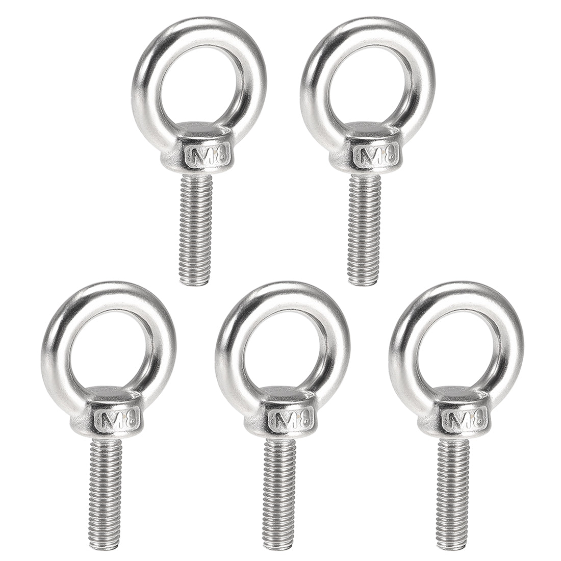 uxcell Uxcell 5 Pcs M8x25mm Thread 20mm Inside Dia 35mm Outside Dia 304 Stainless Steel Lifting Eye Bolt