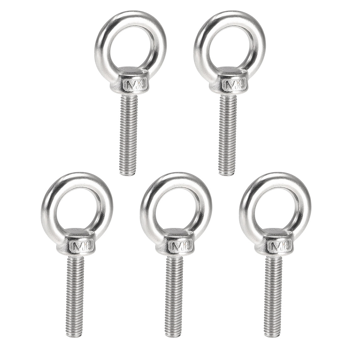 uxcell Uxcell 5 Pcs M8x40mm Thread 20mm Inside Dia 35mm Outside Dia 304 Stainless Steel Lifting Eye Bolt