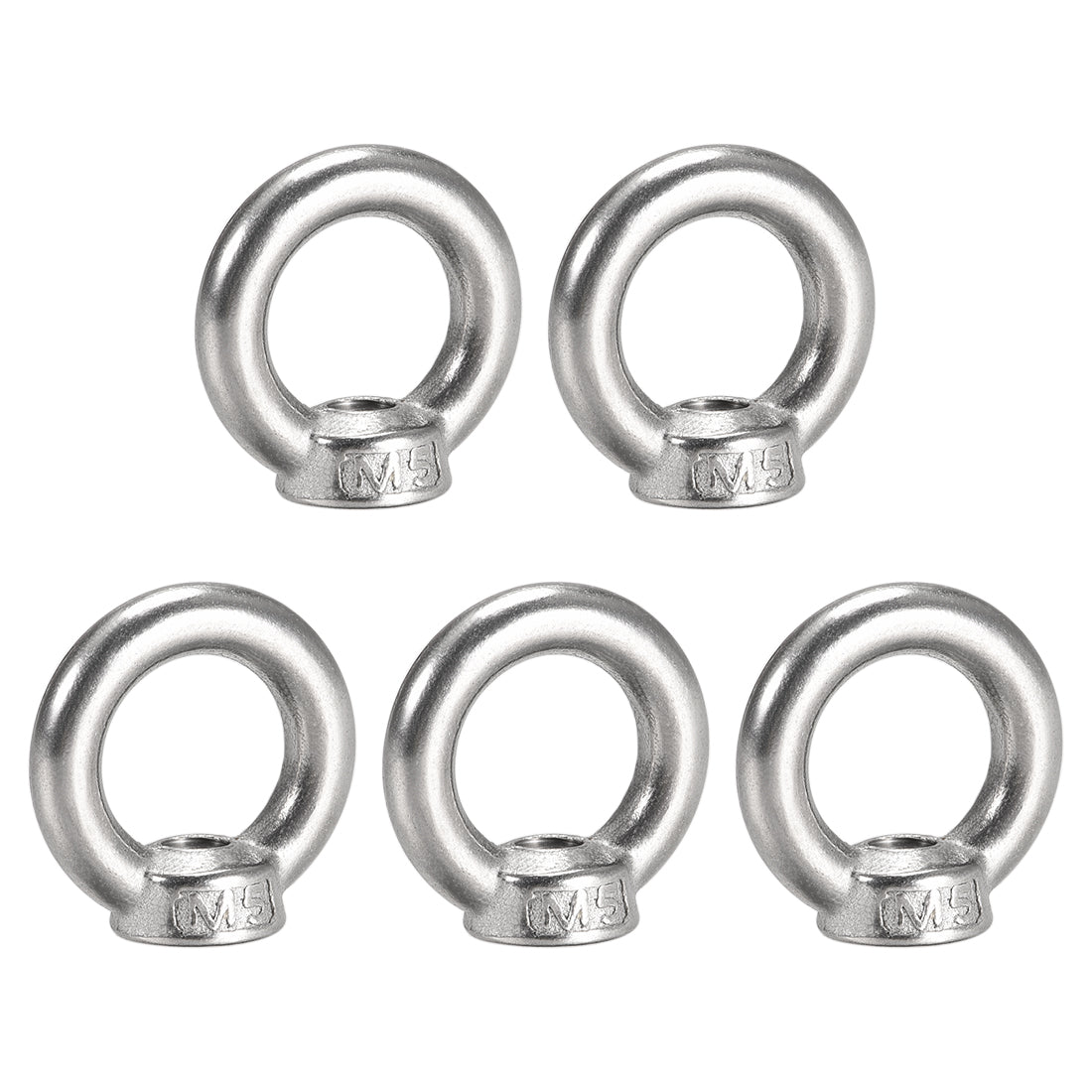 uxcell Uxcell M5 Female Thread 304 Stainless Steel Ring Shaped Lifting Eye Nut 5pcs